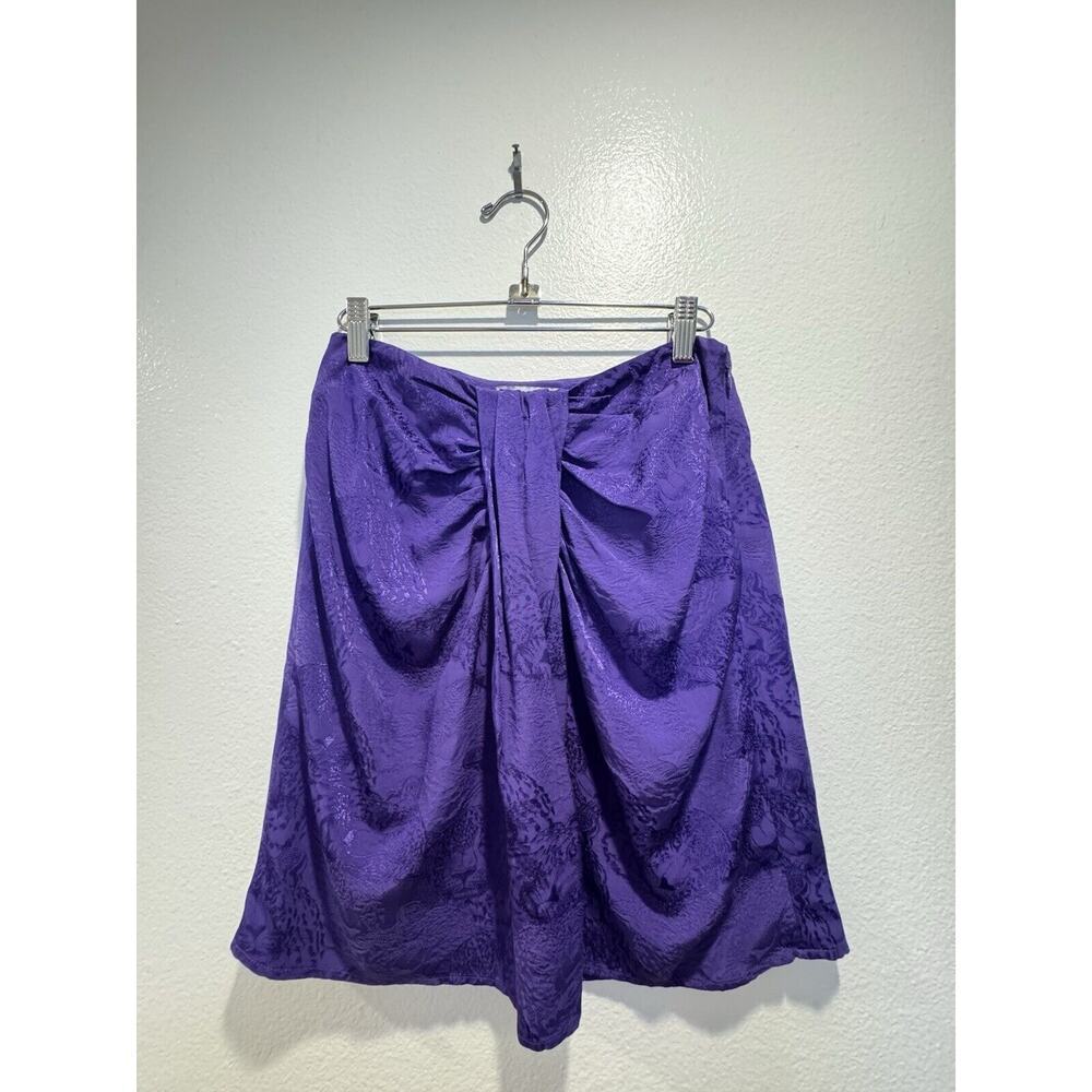 & Other Stories Size 4 Purple Leopard‎ Jacquard Gathered Mini Skirt Jewel Tone